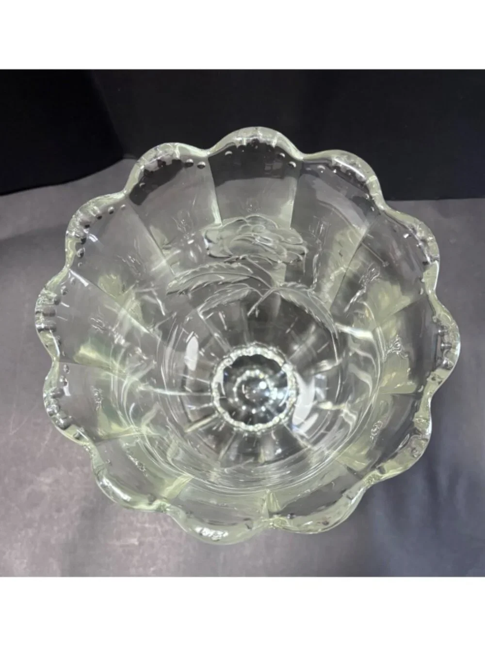 Imperlux Hand Cut Crystal Pedestal Vase With Etched Rose Elegant Vintage Décor